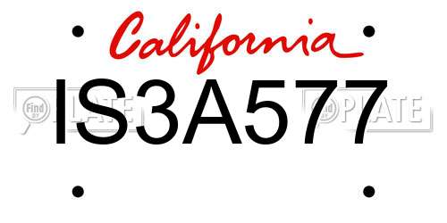 IS3A577 California License Plate