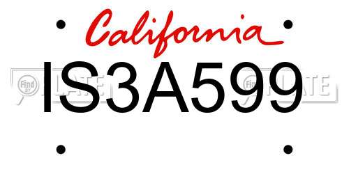 IS3A599 California License Plate