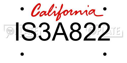 IS3A822 California License Plate