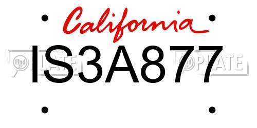 IS3A877 California License Plate