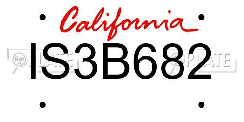 IS3B682 California License Plate