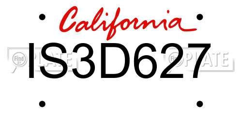IS3D627 California License Plate