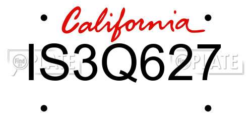 IS3Q627 California License Plate
