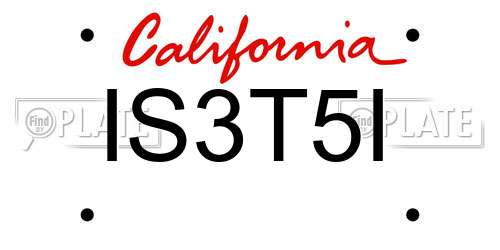 IS3T5I California License Plate