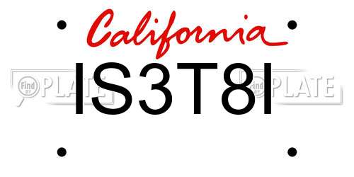 IS3T8I California License Plate