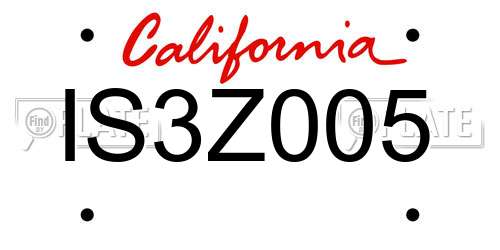 IS3Z005 California License Plate
