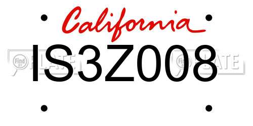 IS3Z008 California License Plate