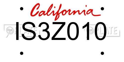 IS3Z010 California License Plate