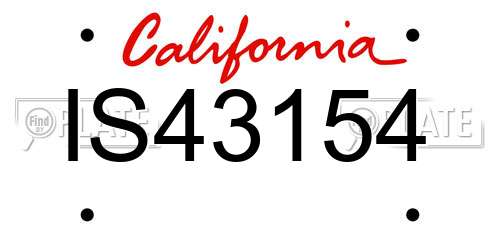 IS43154 California License Plate