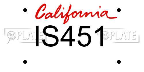 IS451 California License Plate