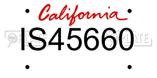IS45660 California License Plate