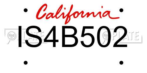IS4B502 California License Plate