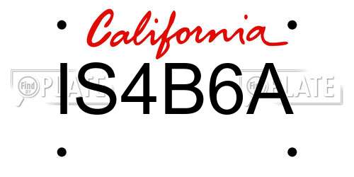 IS4B6A California License Plate