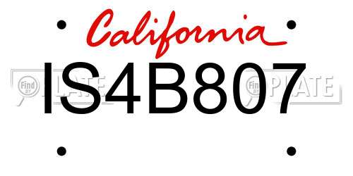 IS4B807 California License Plate