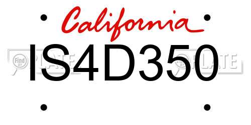 IS4D350 California License Plate