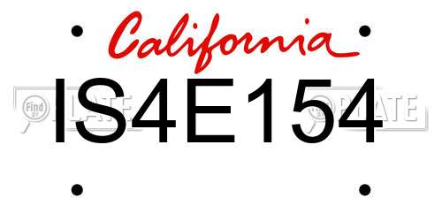 IS4E154 California License Plate
