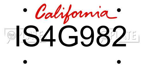 IS4G982 California License Plate