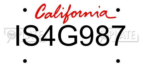 IS4G987 California License Plate