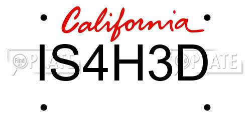 IS4H3D California License Plate