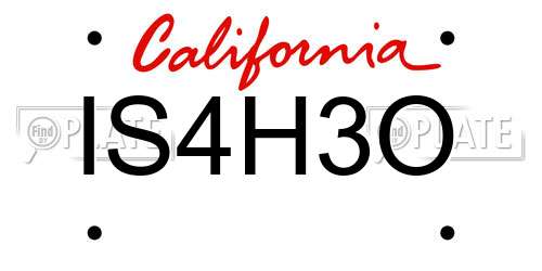 IS4H3O California License Plate