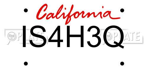 IS4H3Q California License Plate
