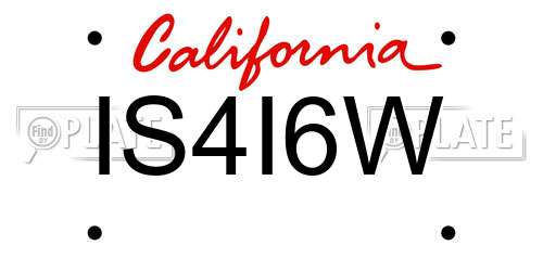 IS4I6W California License Plate