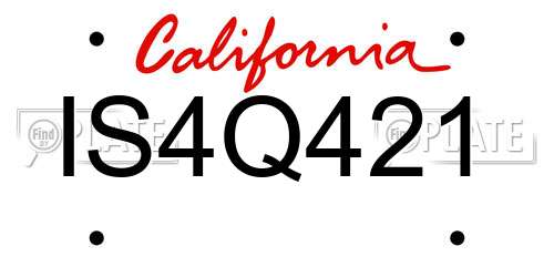 IS4Q421 California License Plate
