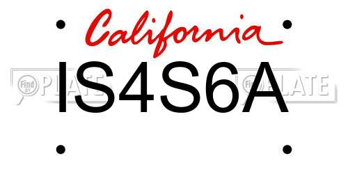 IS4S6A California License Plate