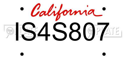 IS4S807 California License Plate