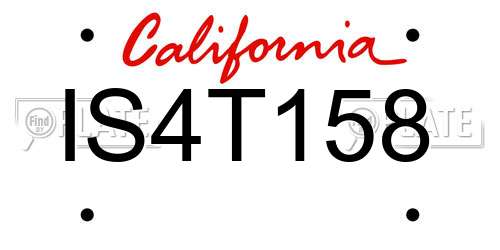 IS4T158 California License Plate