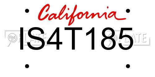 IS4T185 California License Plate