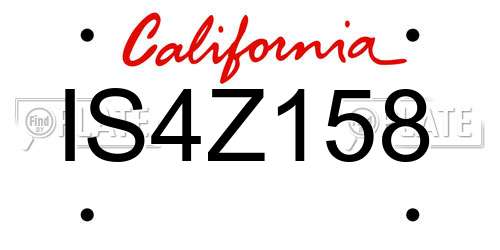 IS4Z158 California License Plate