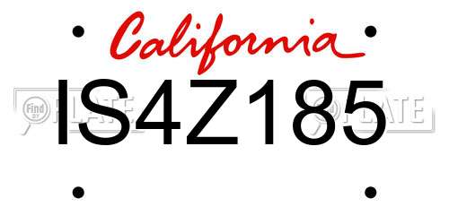 IS4Z185 California License Plate