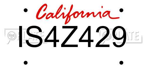 IS4Z429 California License Plate