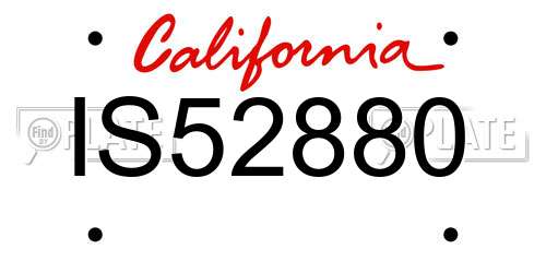 IS52880 California License Plate