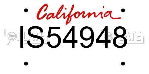 IS54948 California License Plate