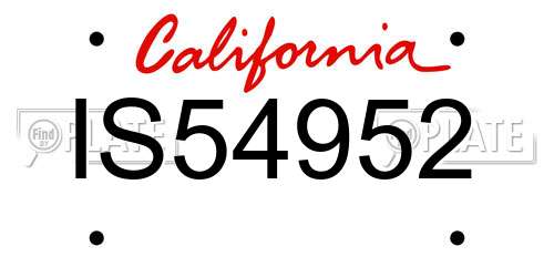 IS54952 California License Plate