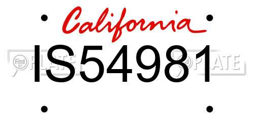 IS54981 California License Plate