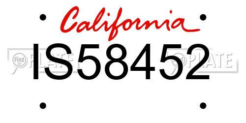 IS58452 California License Plate