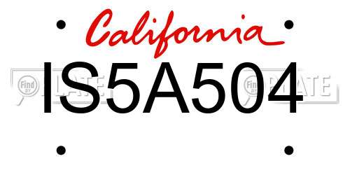 IS5A504 California License Plate