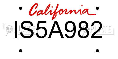 IS5A982 California License Plate