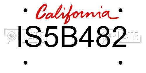 IS5B482 California License Plate