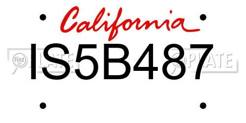 IS5B487 California License Plate