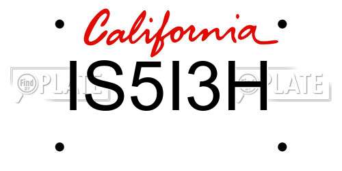 IS5I3H California License Plate