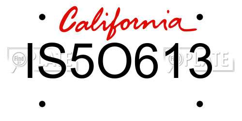 IS5O613 California License Plate