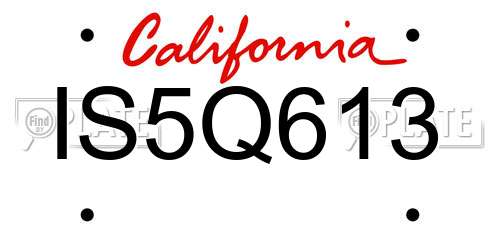 IS5Q613 California License Plate