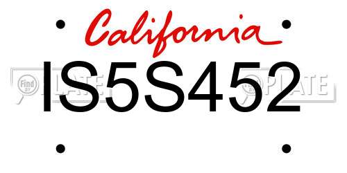 IS5S452 California License Plate