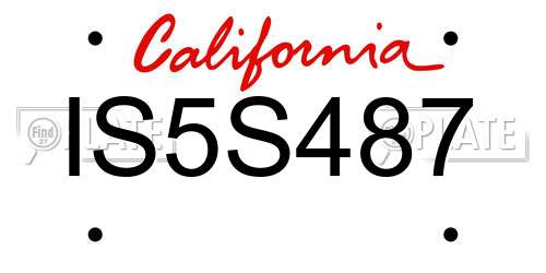 IS5S487 California License Plate