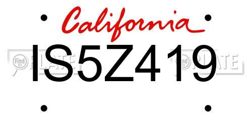 IS5Z419 California License Plate