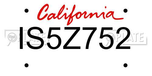 IS5Z752 California License Plate